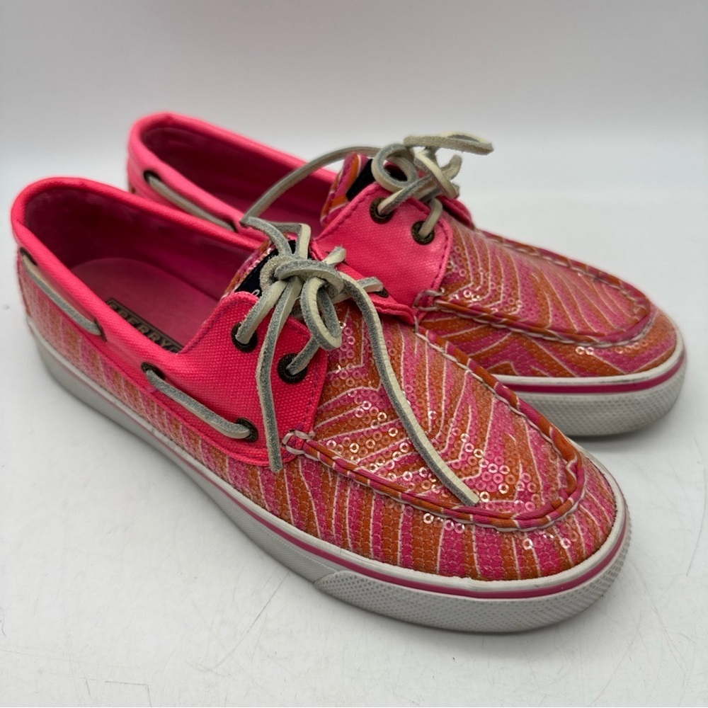 Sperry Top Rider Pink Sequins Womens Shoes Size 6.5